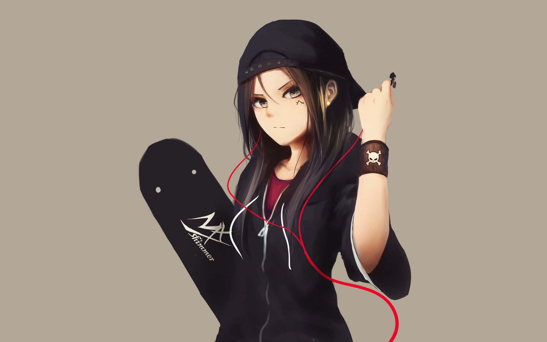 สาวอนิเมะสไตล์เท่ในฮู้ดดี้สุดคูล วอลเปเปอร์