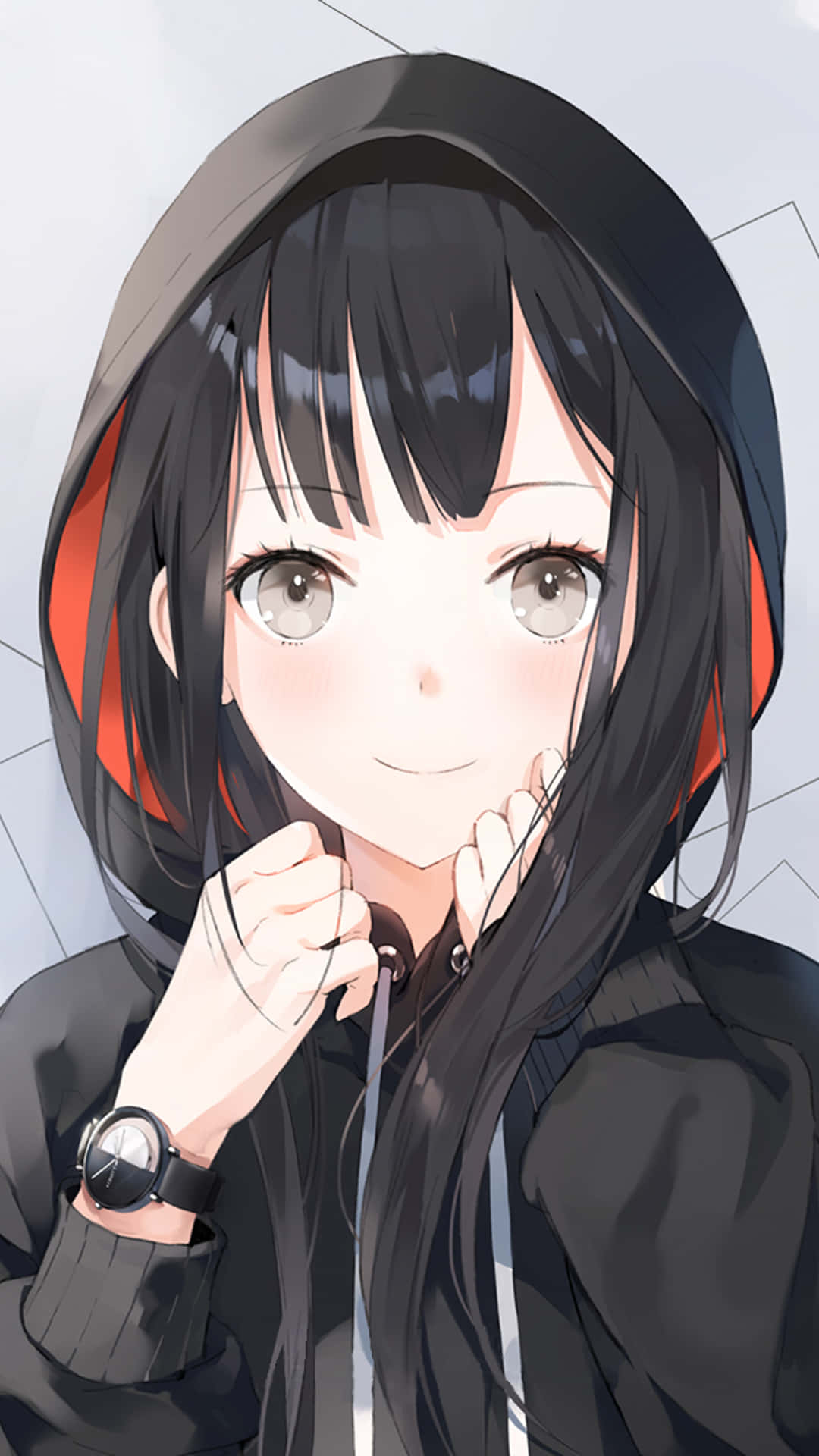 สาวอนิเมะในฮู้ดดี้สไตล์ วอลเปเปอร์