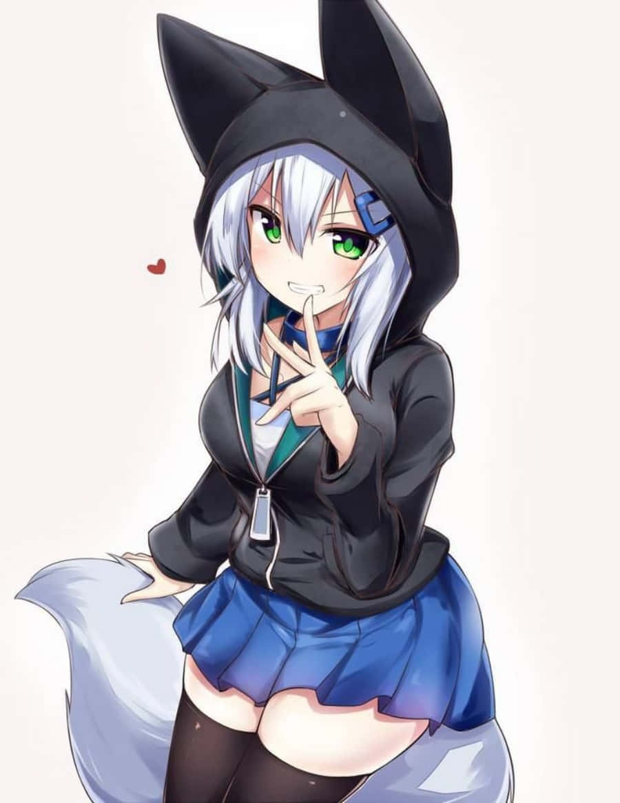 สาวอนิเมะใส่ฮู้ดดี้ให้ความอบอุ่น วอลเปเปอร์