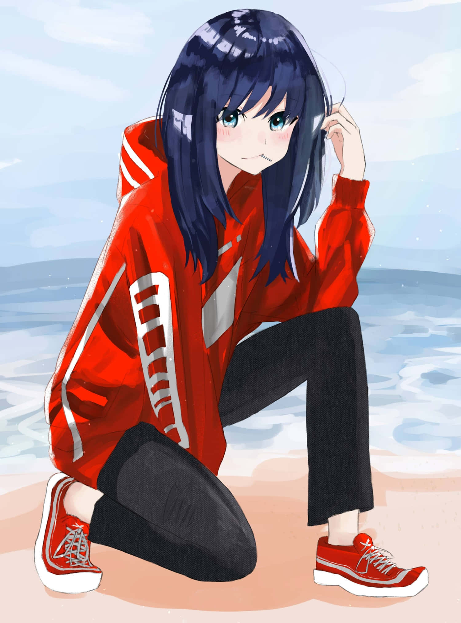 สาวอนิเมะใส่ฮู้ดดูดี วอลเปเปอร์