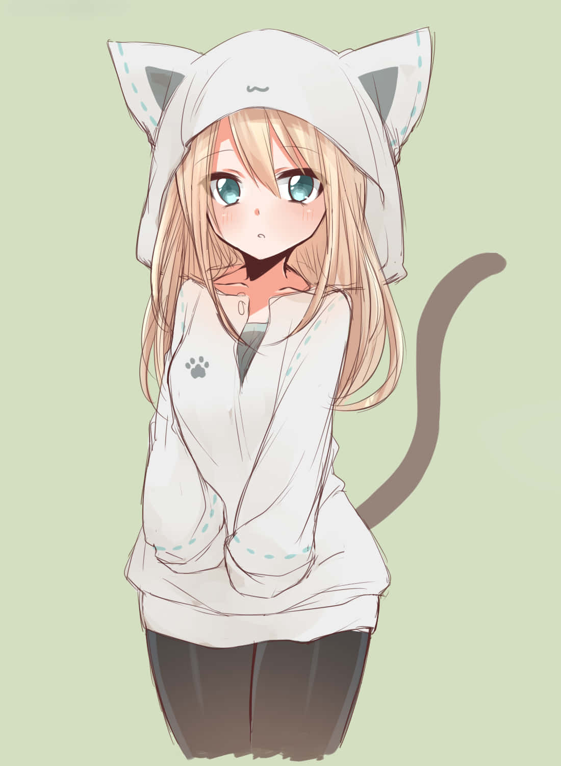 สาวอนิเมะใส่ฮู้ดดีให้ลุคเก๋และอบอุ่น วอลเปเปอร์