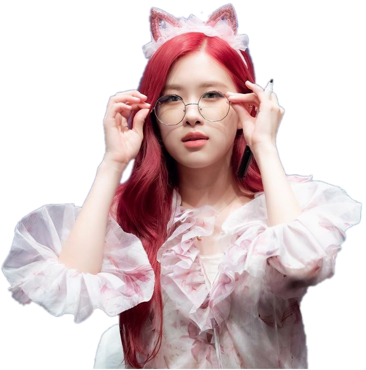 สาวเคейป็อปผมแดงใส่แว่นกับหูแมว วอลเปเปอร์