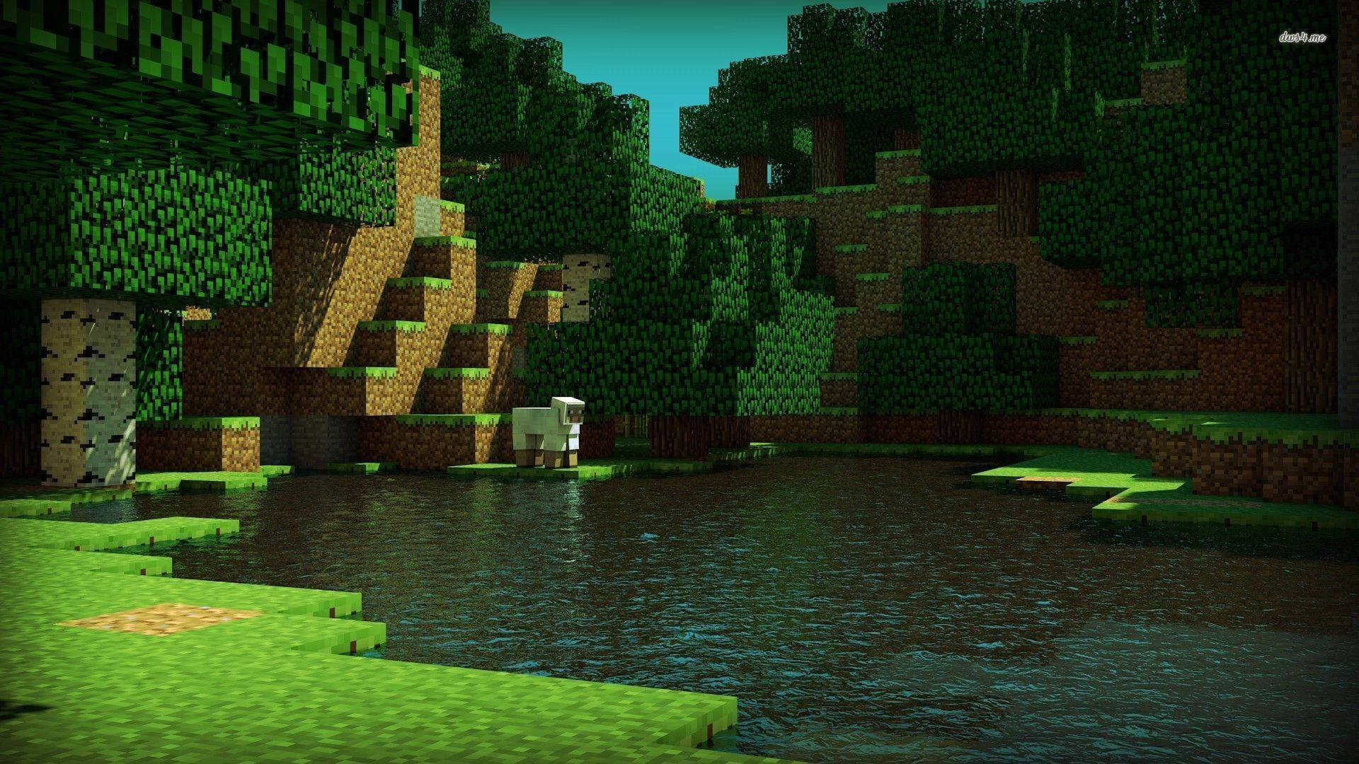 วอลเปเปอร์ธรรมชาติสีเขียวสวยงาม Minecraft HD — มายคราฟ วอลเปเปอร์