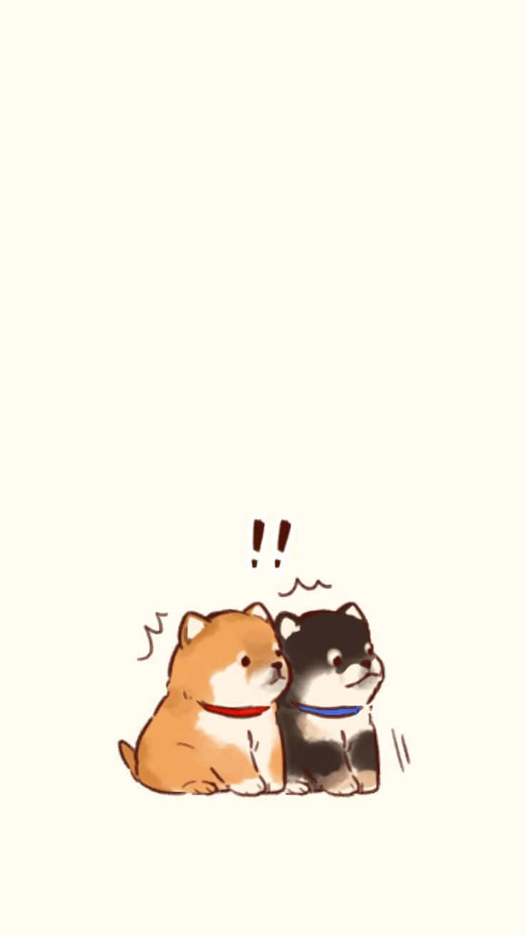 สุนัขสองตัวนั่งติดกัน วอลเปเปอร์