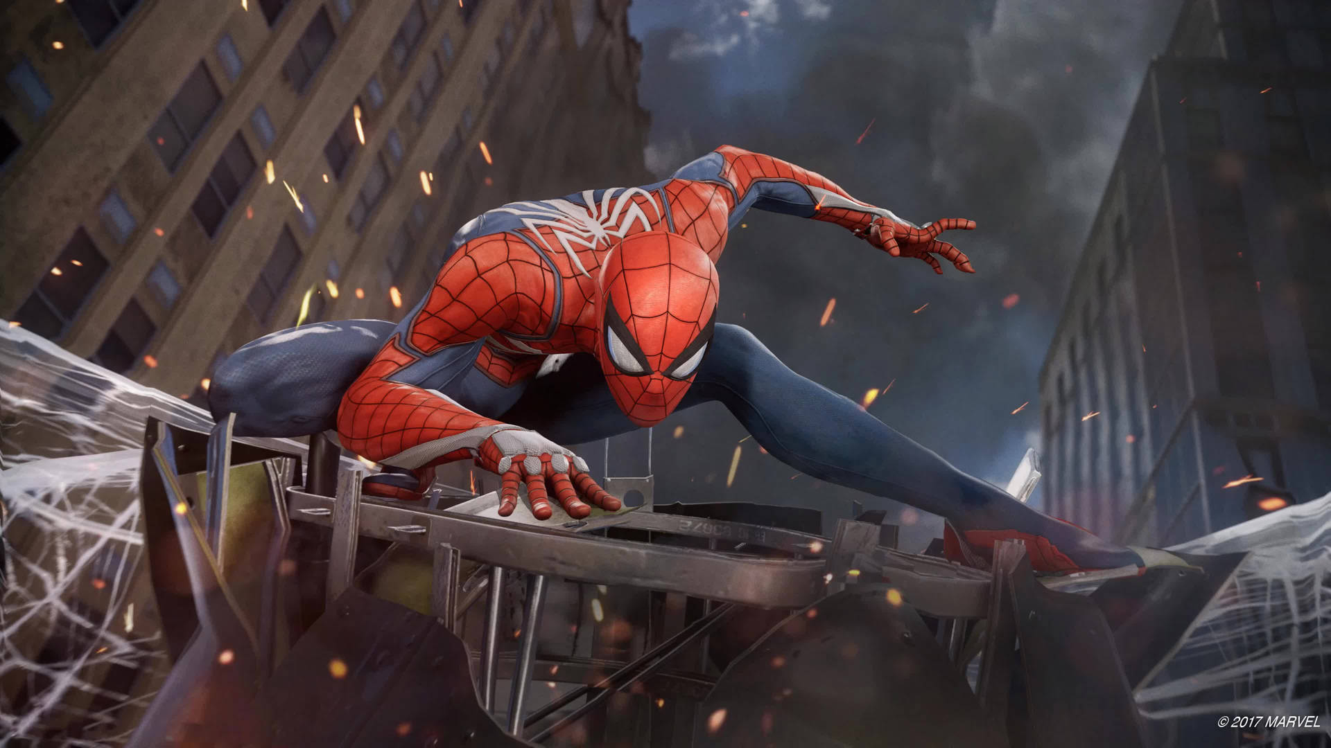 สไปเดอร์แมน ซูเปอร์ฮีโร่ Marvel ในปฏิบัติการ ในสนามรบกับเมืองที่พังทลาย — สไปเดอร์แมน วอลเปเปอร์