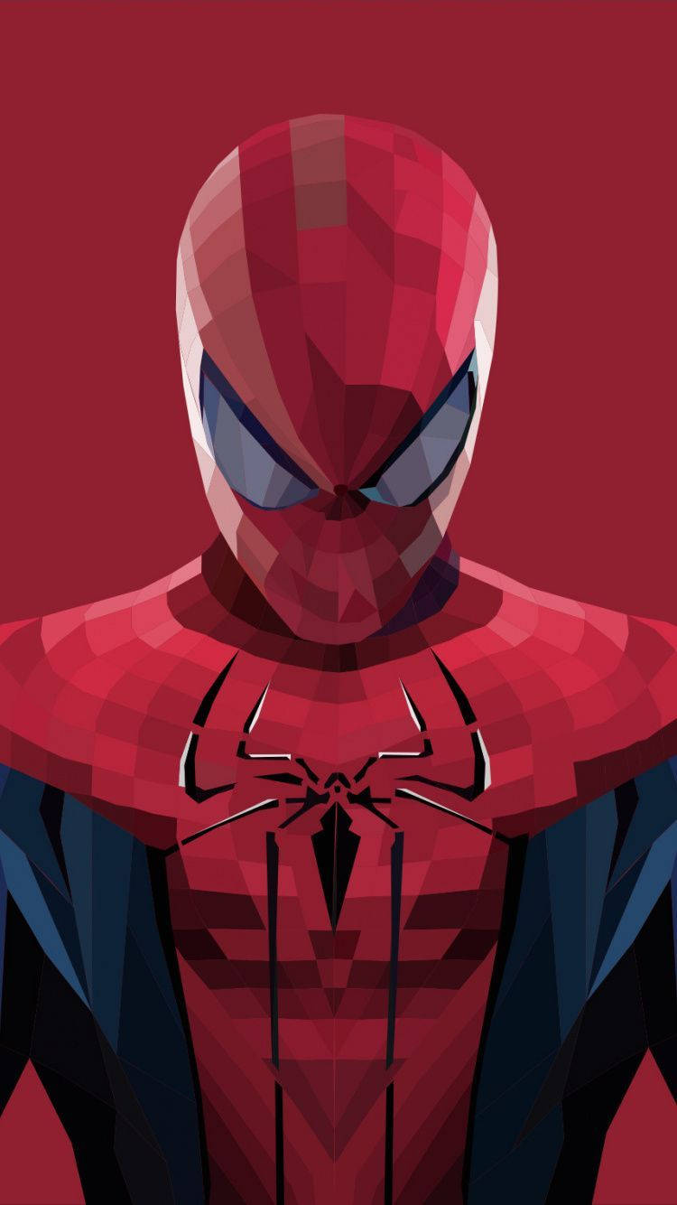 งานศิลปะสไปเดอร์แมนฮีโร่ Marvel ที่ทำจากรูปหลายเหลี่ยม — สไปเดอร์แมน วอลเปเปอร์