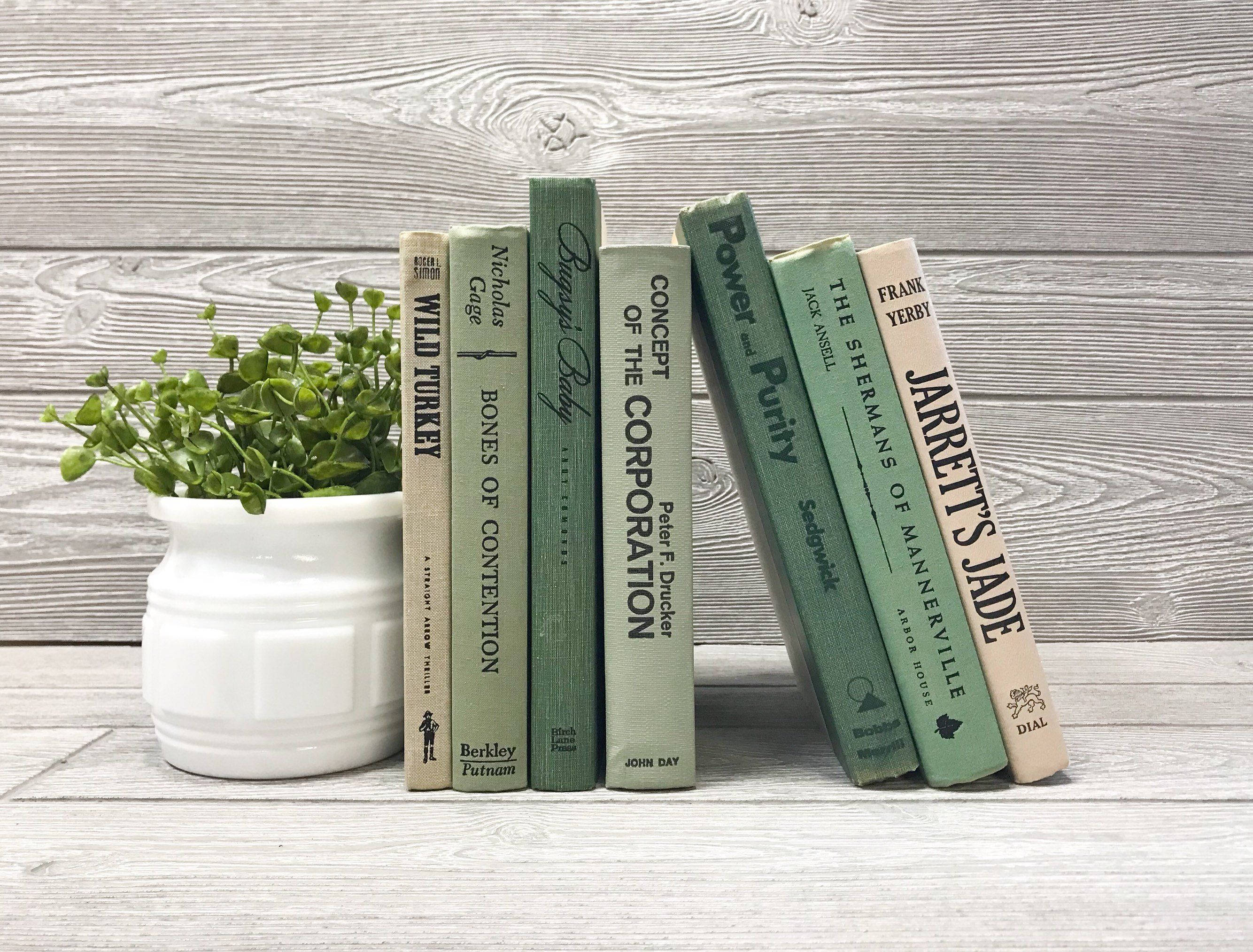 หนังสือสวยงามสีเขียวเสจ วอลเปเปอร์