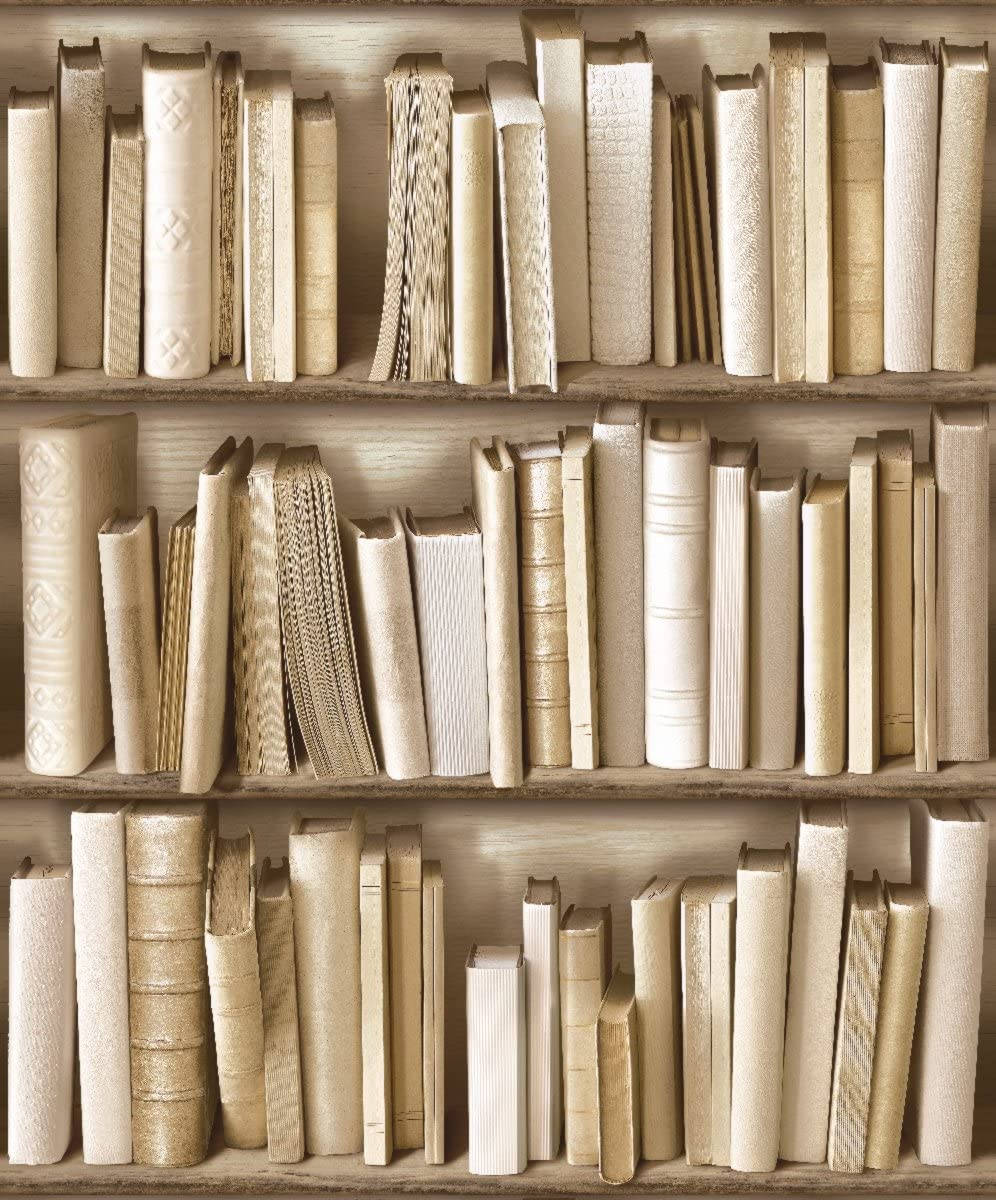หนังสือสไตล์วินเทจสีเบจน้ำตาล วอลเปเปอร์