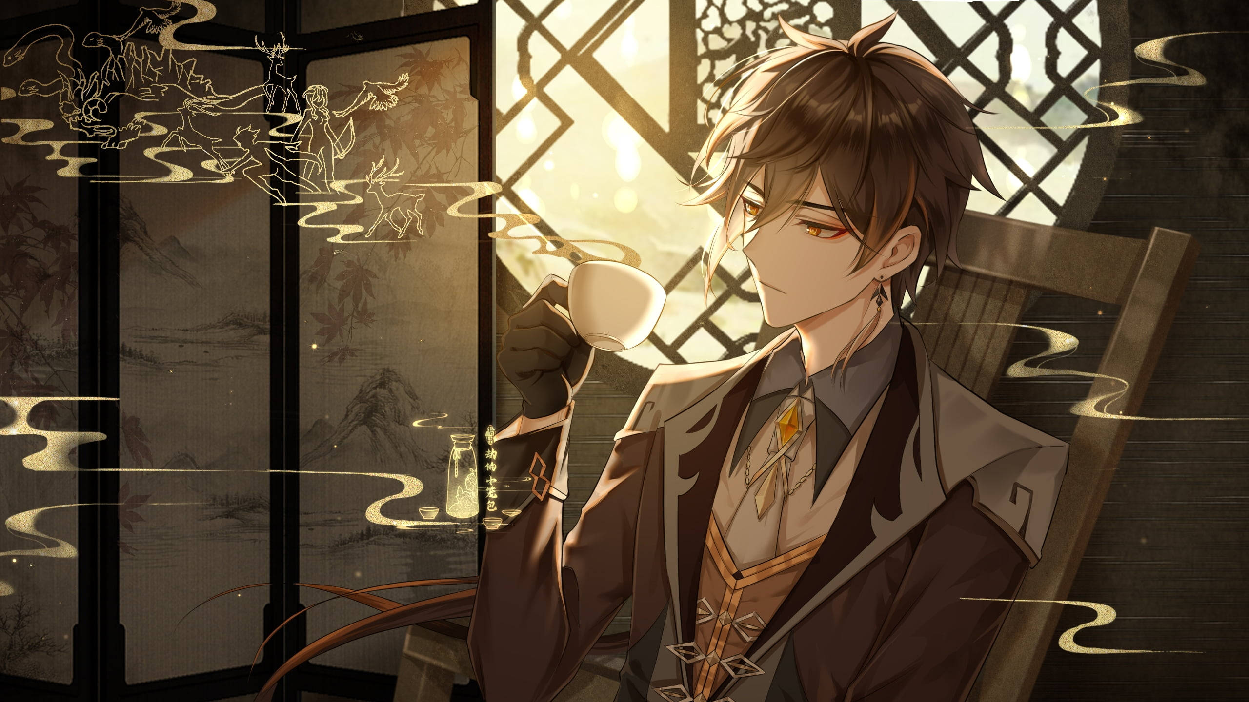 หนุ่มอนิเมะน่ารัก จงหลี Genshin Impact วอลเปเปอร์