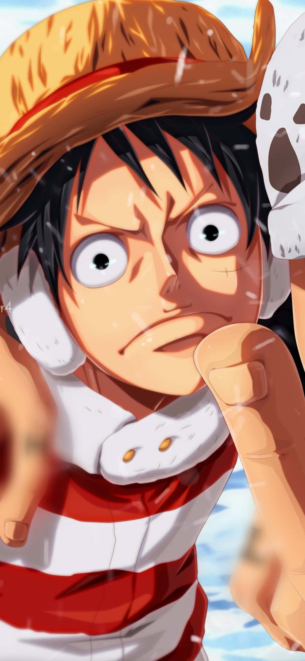 หน้าตลกของ Luffy บนโทรศัพท์ วอลเปเปอร์
