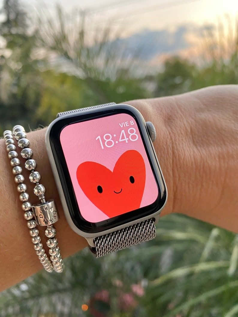 หน้าปัดนาฬิกา Apple น่ารักรูปหัวใจ วอลเปเปอร์