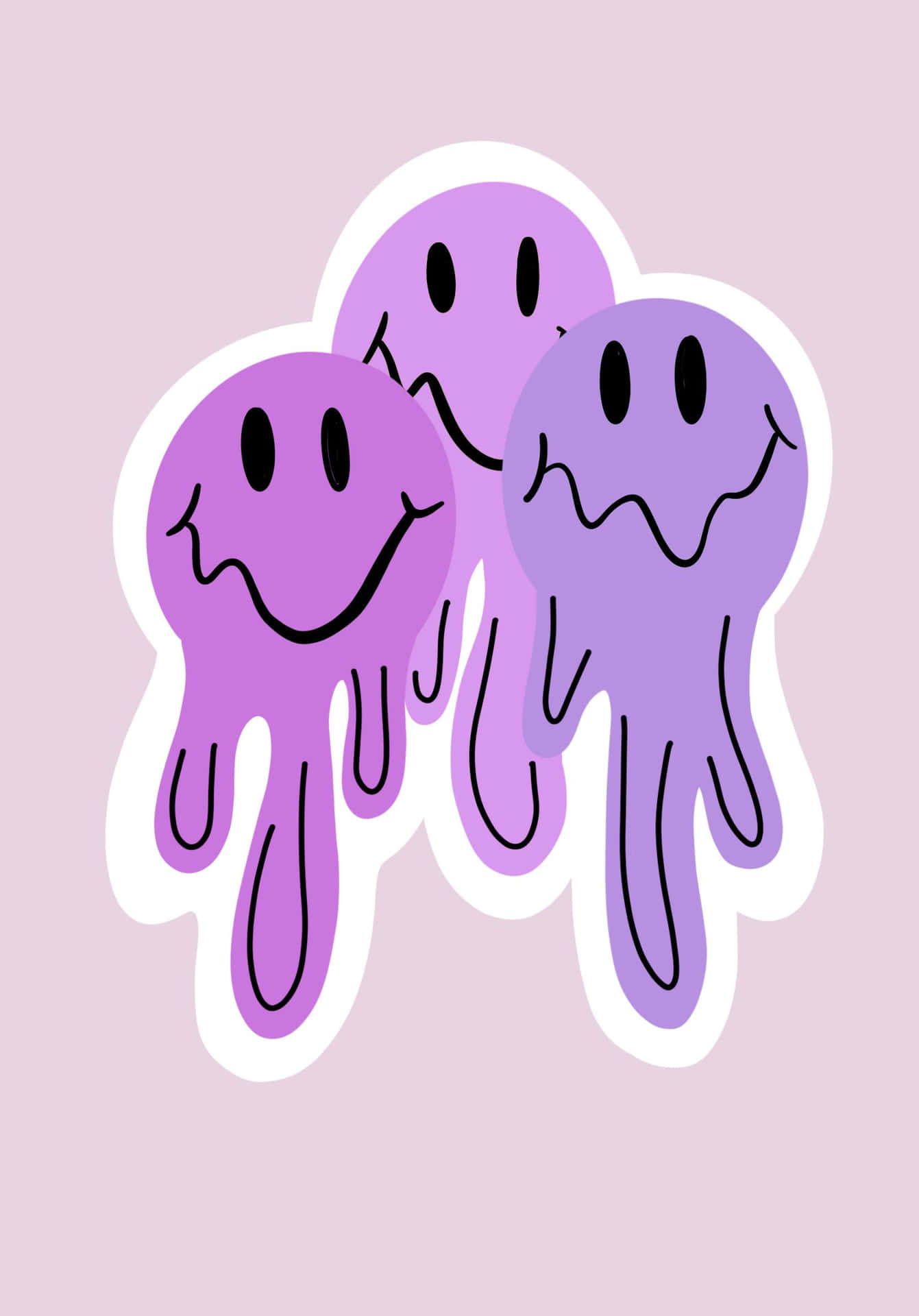 หน้ายิ้มสไตล์ไซคีเดลิกสีม่วงหยด — สุนทรียภาพศิลปะ GIF วอลเปเปอร์