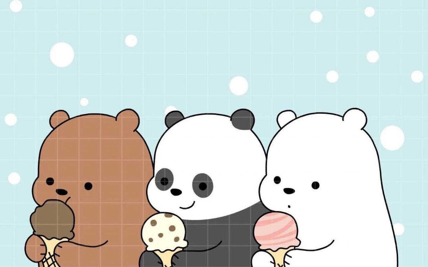 หมีน่ารักสไตล์เก๋กินไอศกรีมสำหรับคอมพิวเตอร์ วอลเปเปอร์