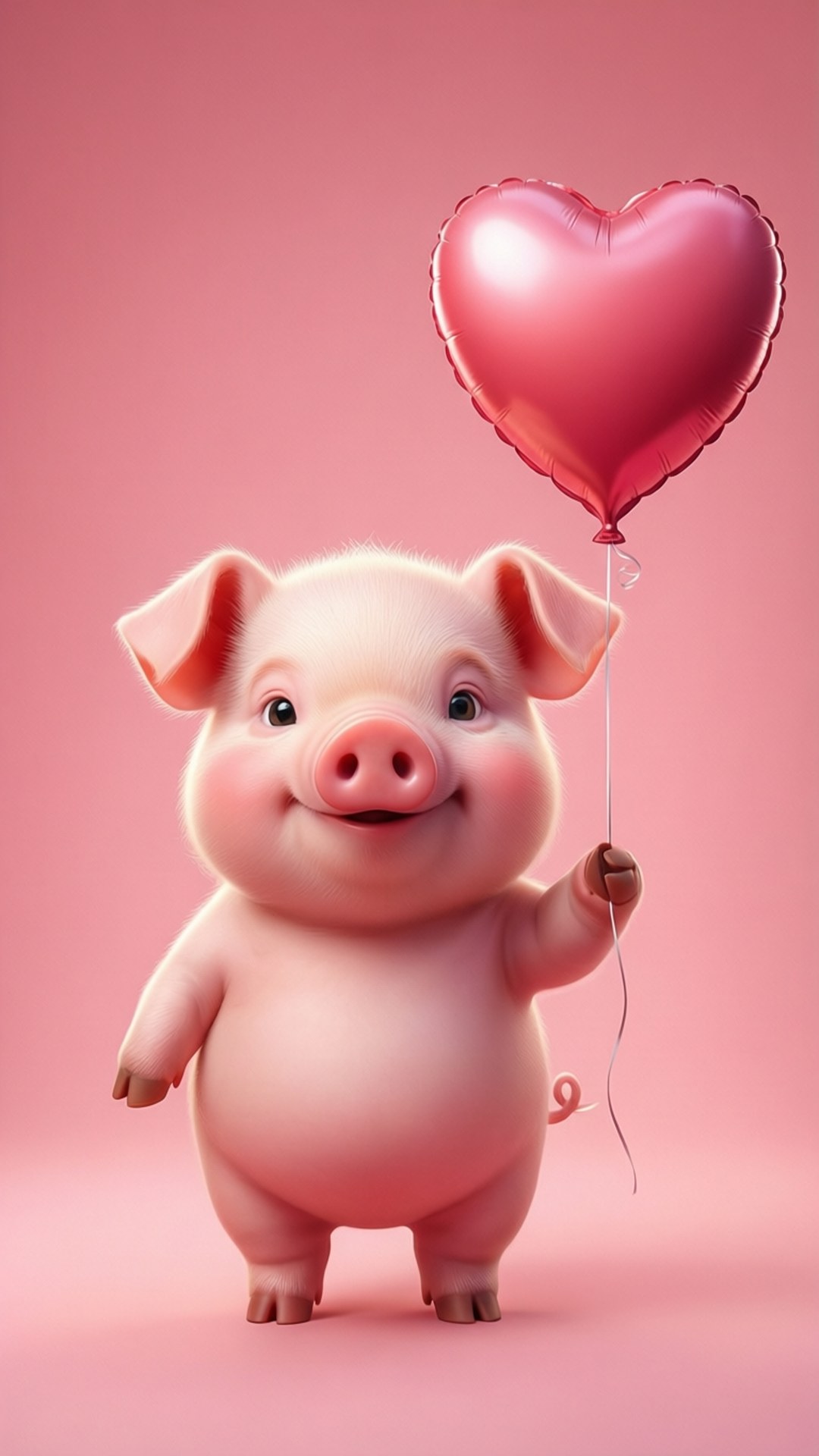 หมูกับลูกโป่งรูปหัวใจ วอลเปเปอร์