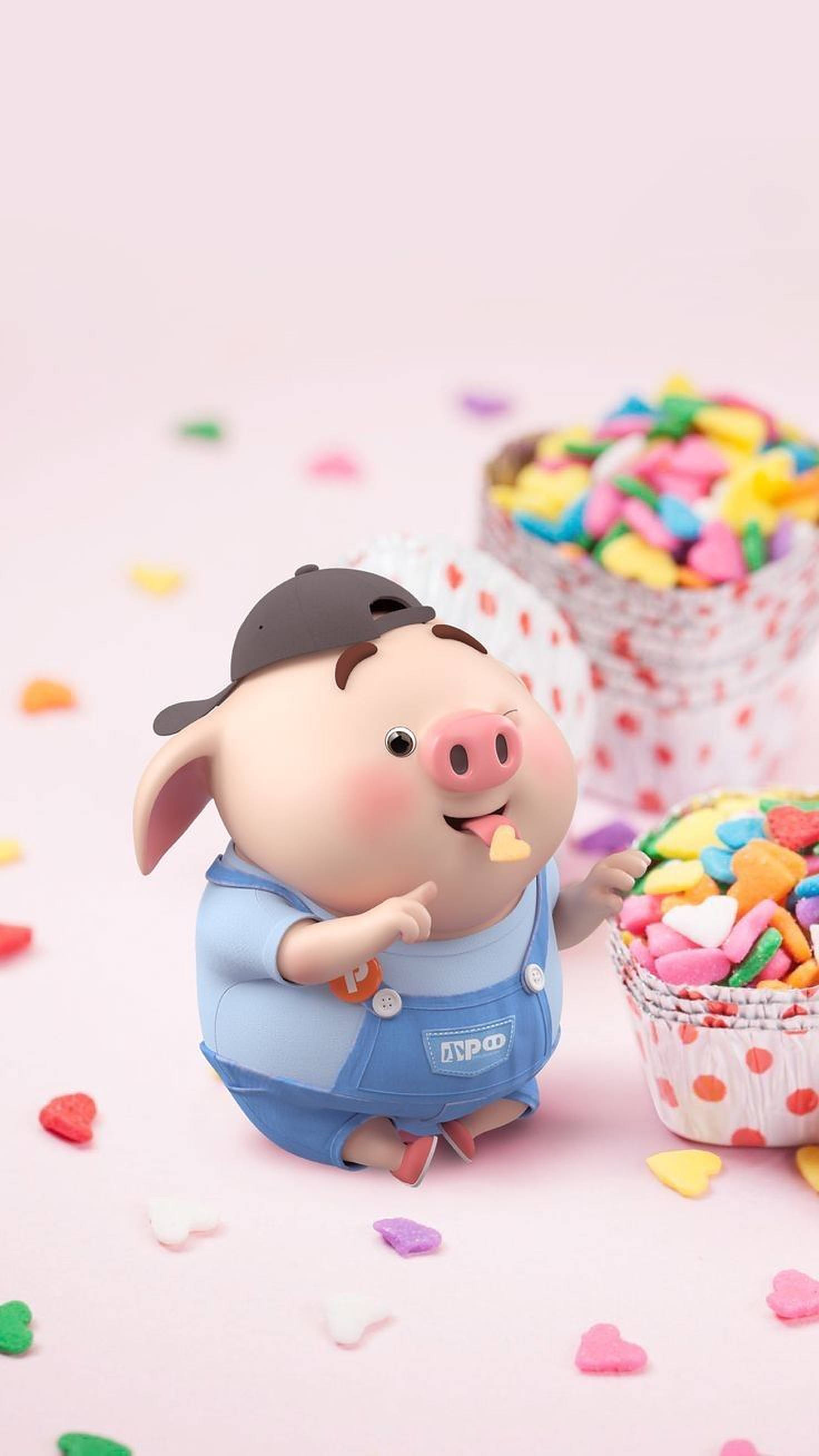 หมูการ์ตูนน่ารัก 3D วอลเปเปอร์