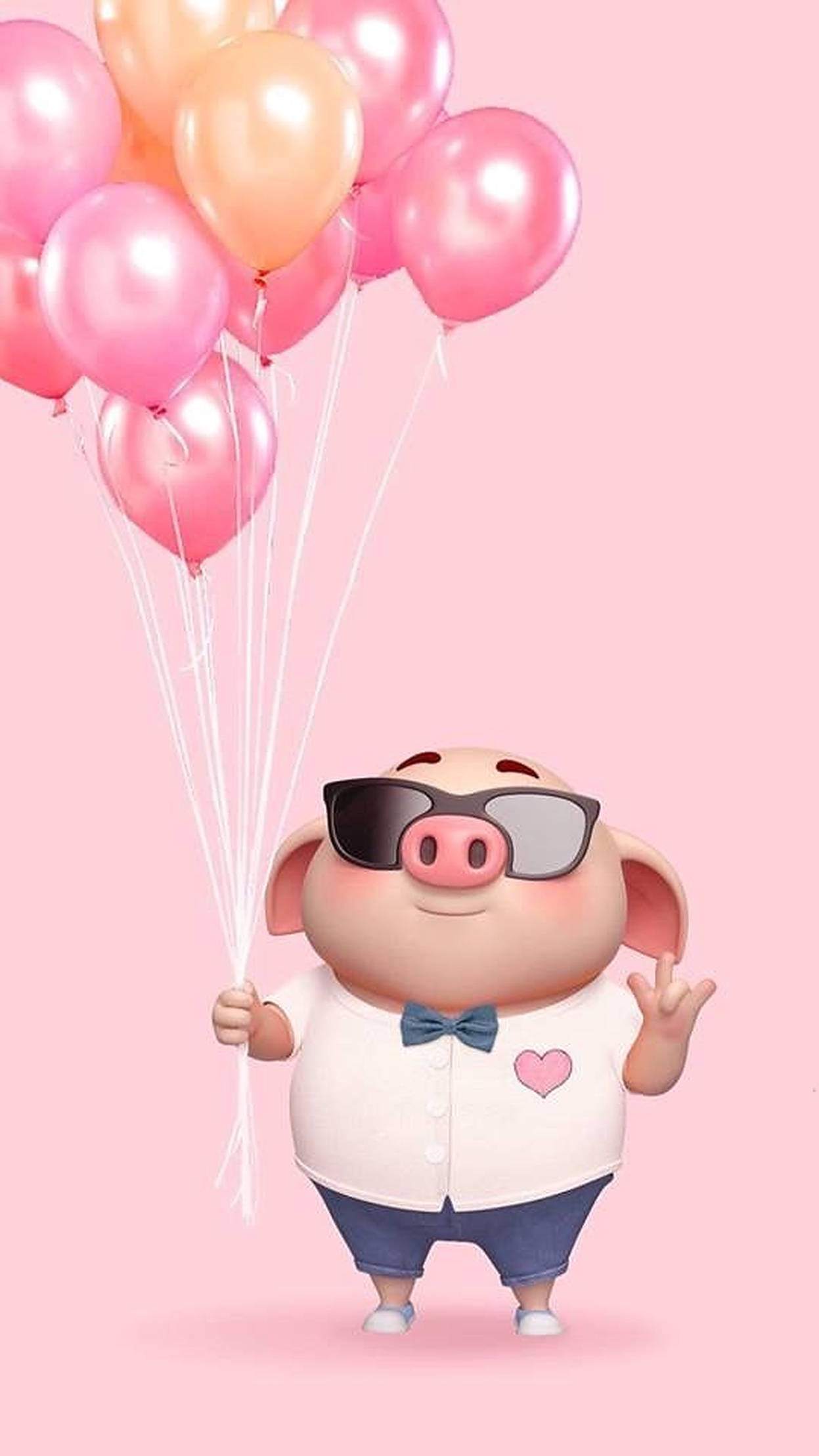 หมูน่ารักกับลูกโป่ง วอลเปเปอร์