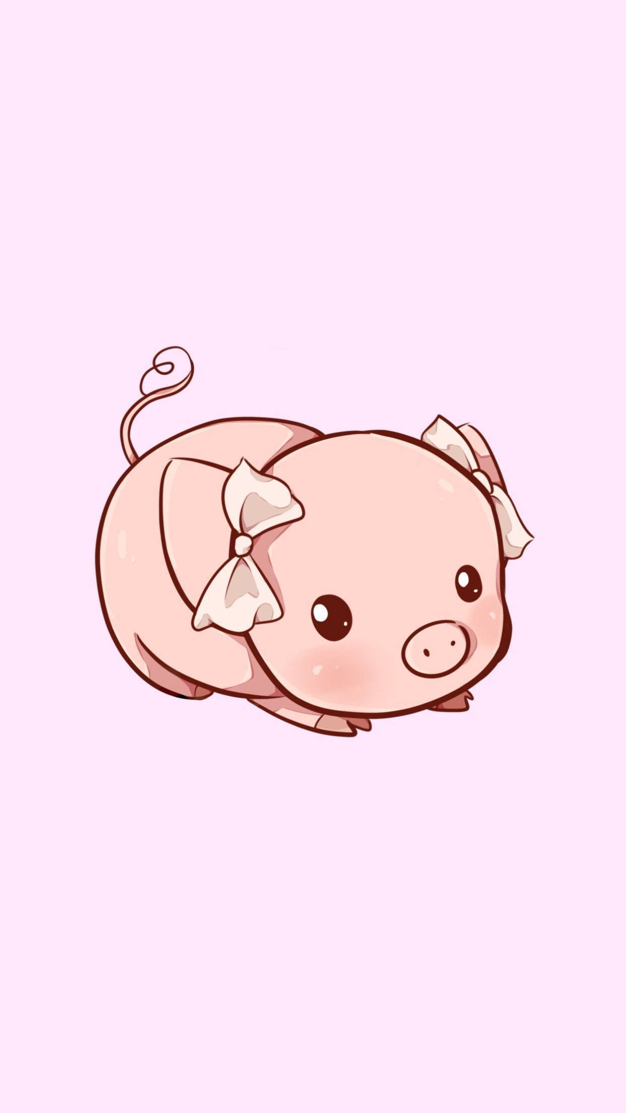 หมูน่ารักกับโบว์สีชมพู วอลเปเปอร์