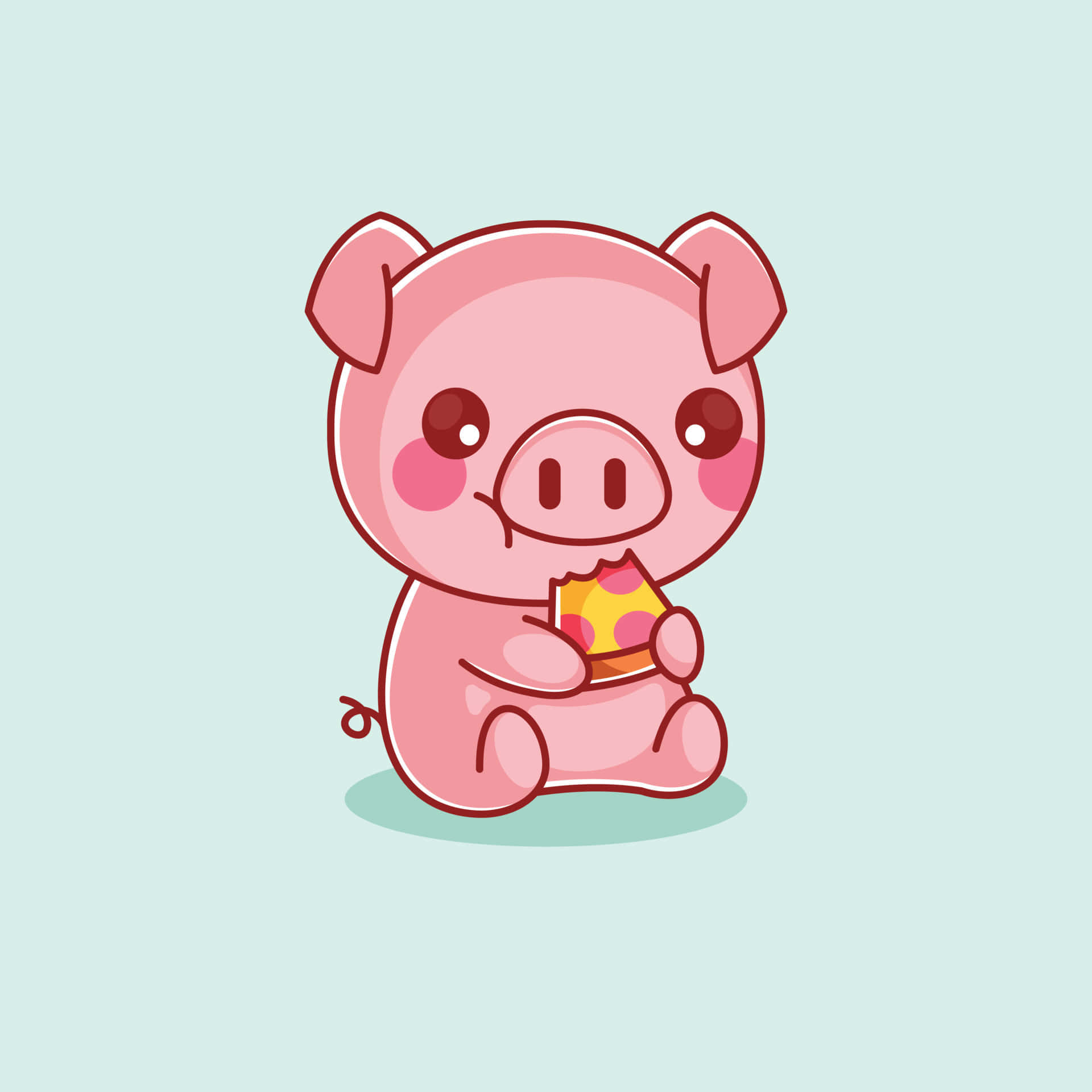 หมูน่ารักถือคุกกี้ วอลเปเปอร์