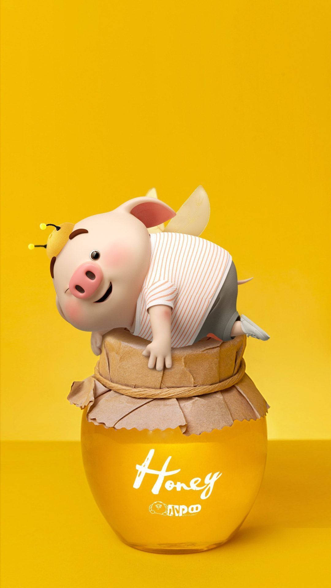 หมูน่ารักบนโถน้ำผึ้ง วอลเปเปอร์