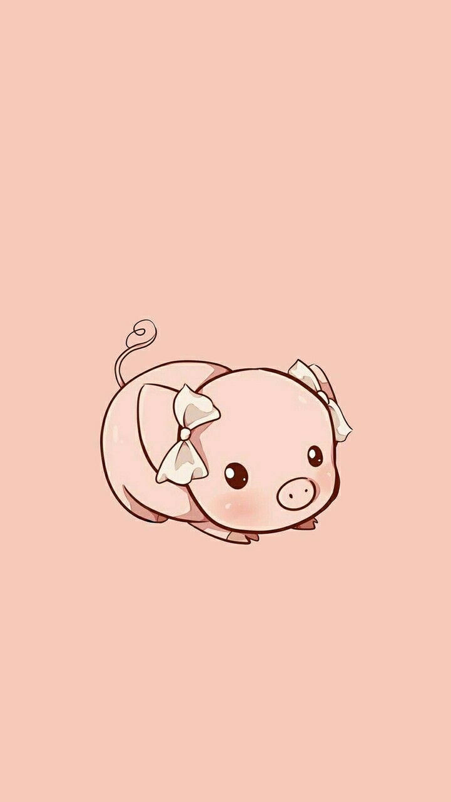 หมูน่ารักโบว์สีชมพู วอลเปเปอร์