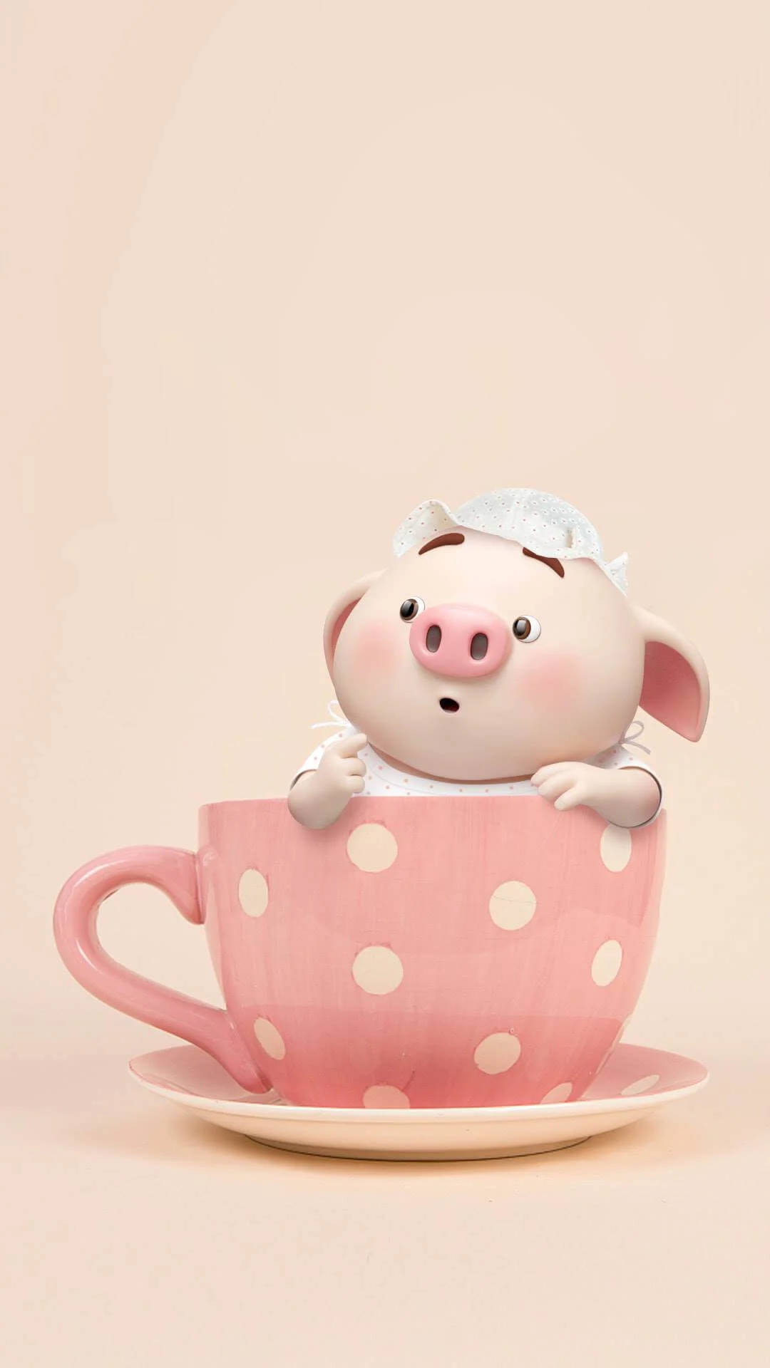 หมูน่ารักในถ้วยชา วอลเปเปอร์