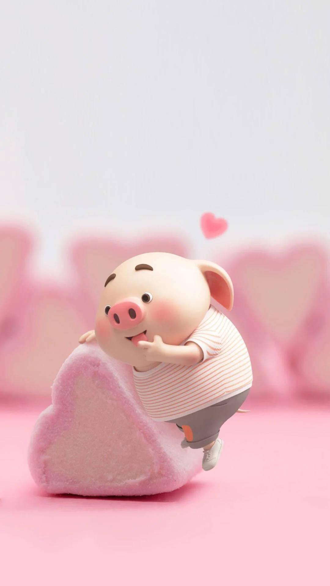 หมูน้อยน่ารักกับมาร์ชเมลโลว์รูปหัวใจ วอลเปเปอร์