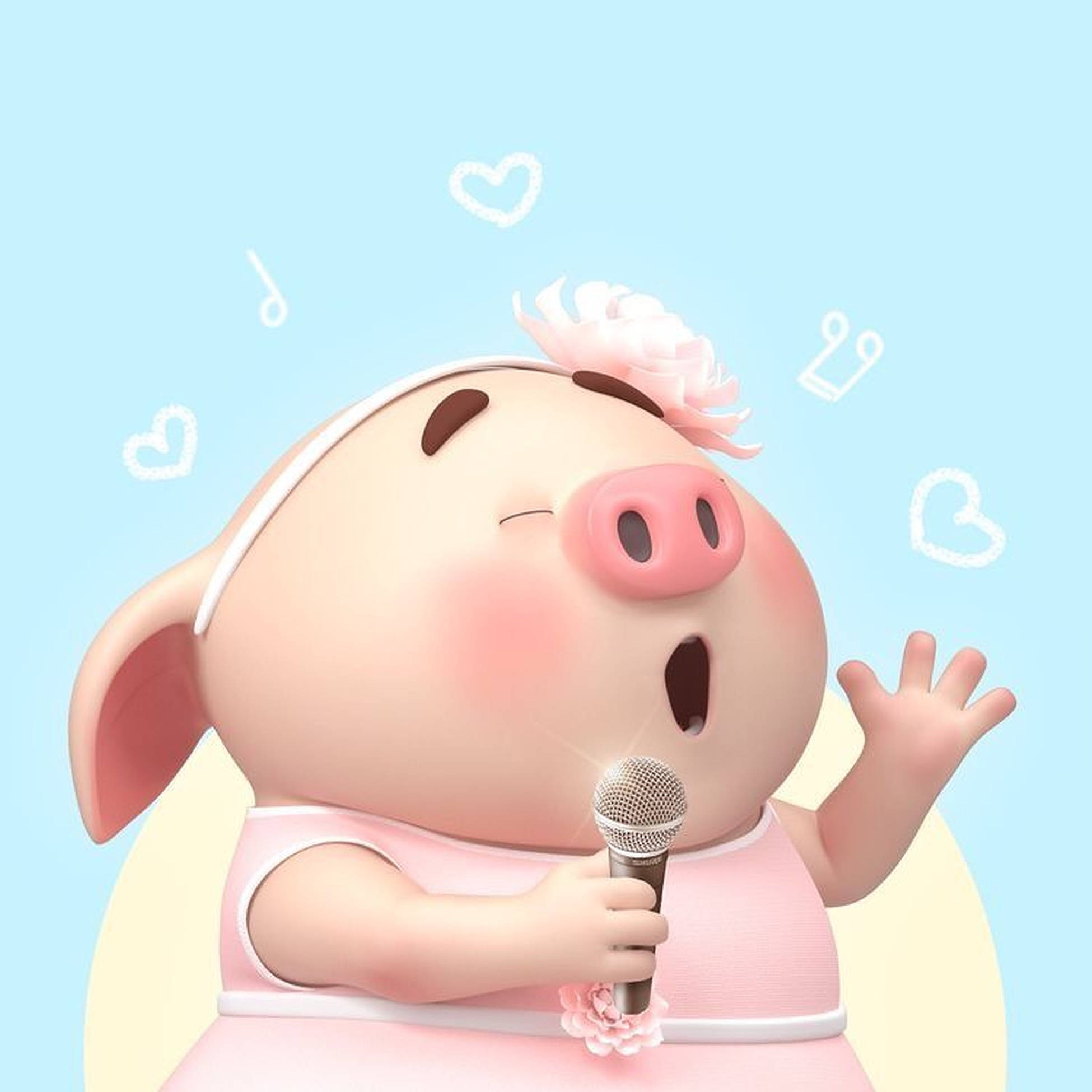 หมูน้อยร้องเพลง น่ารัก วอลเปเปอร์