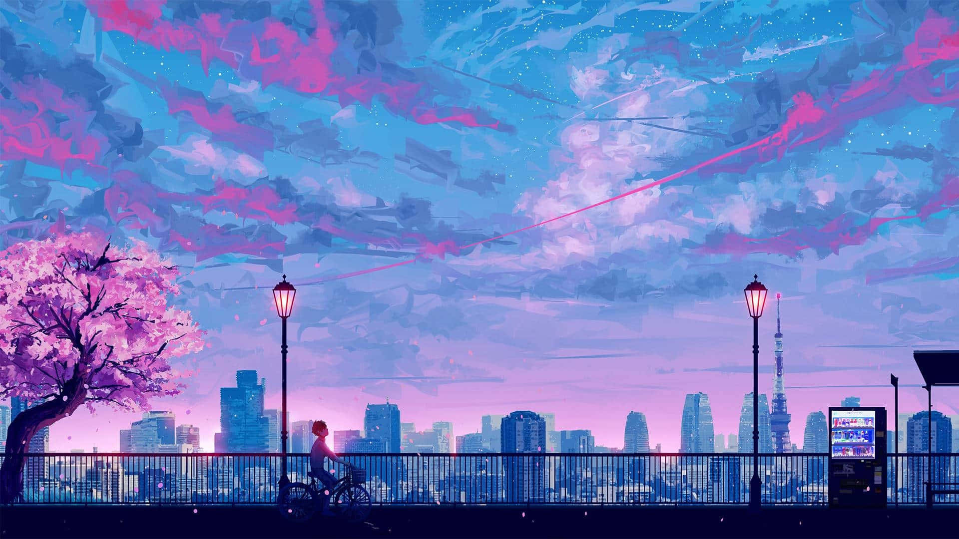 หลงใหลในเฉดสีม่วงเหนือจริงของอนิเมะ วอลเปเปอร์
