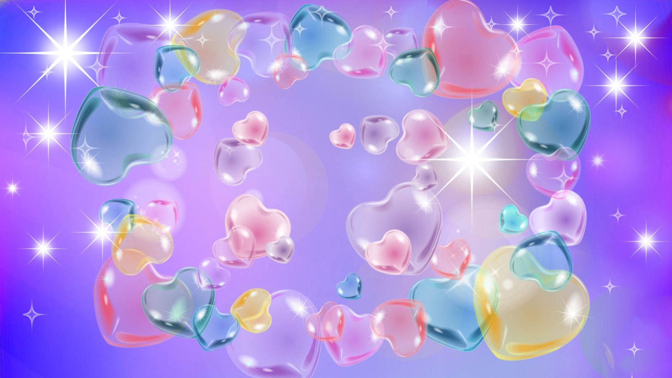 หัวใจมันวาวสีพาสเทลน่ารัก วอลเปเปอร์
