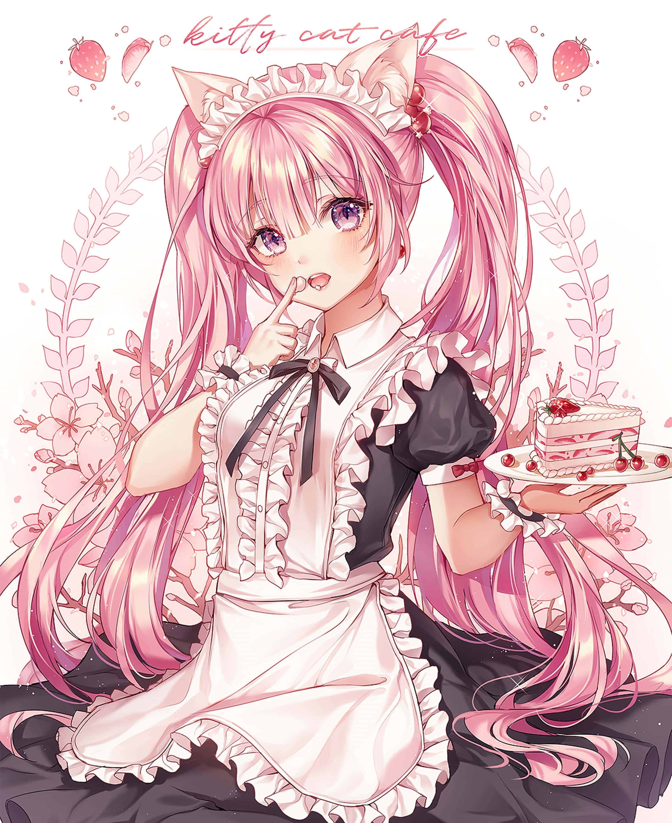 ห้องสไตล์อนิเมะสีชมพูฝันหวาน วอลเปเปอร์