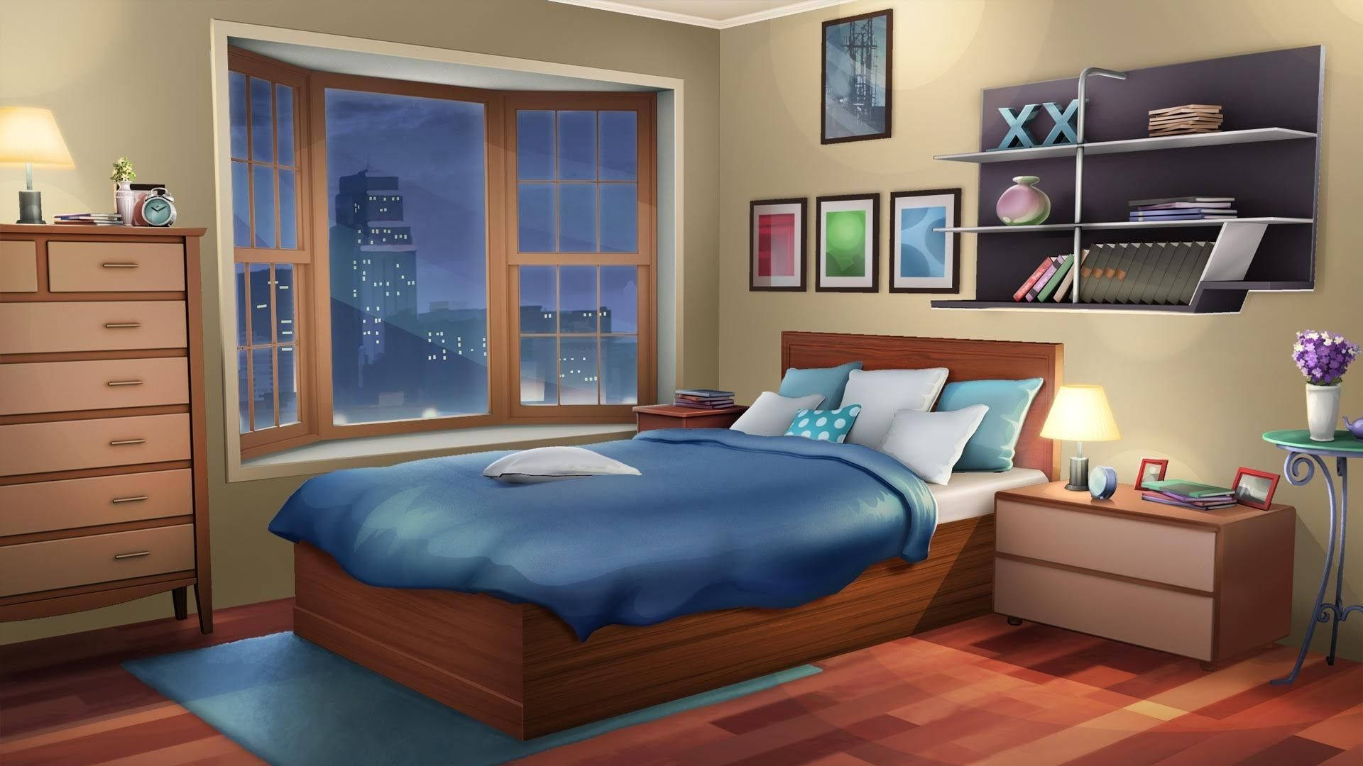 ห้องอนิเมะยามค่ำคืน วอลเปเปอร์