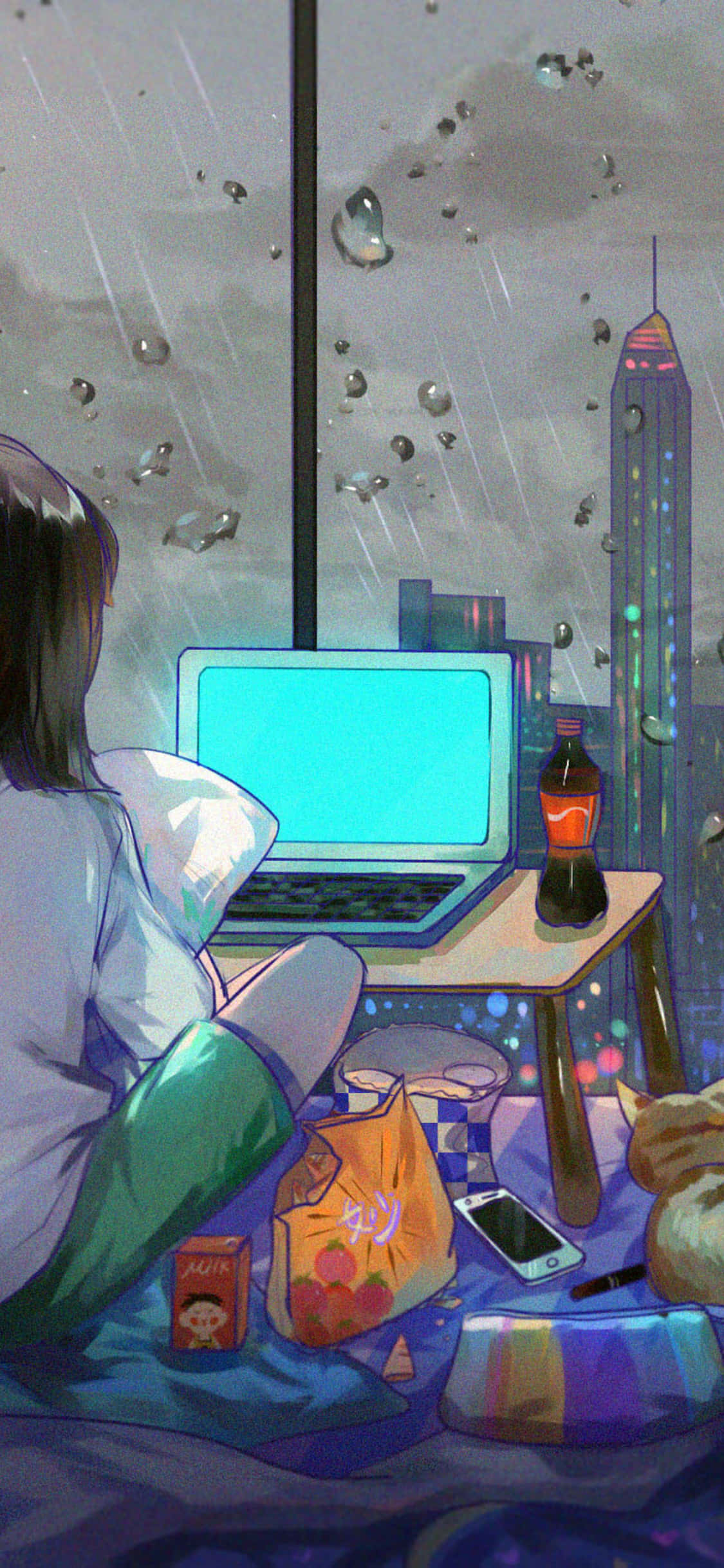 ห้องอนิเมะสุดน่าหลงใหลพร้อมวิวเมืองพาโนรามา วอลเปเปอร์