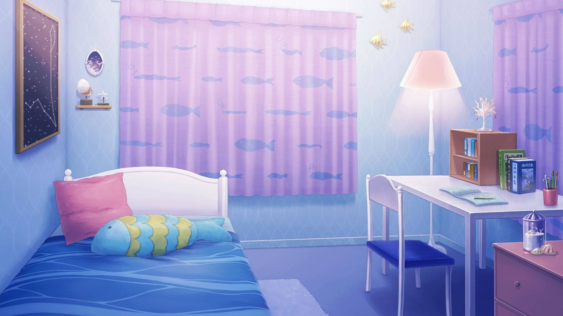 ห้องแนวทะเลสไตล์อนิเมะ วอลเปเปอร์
