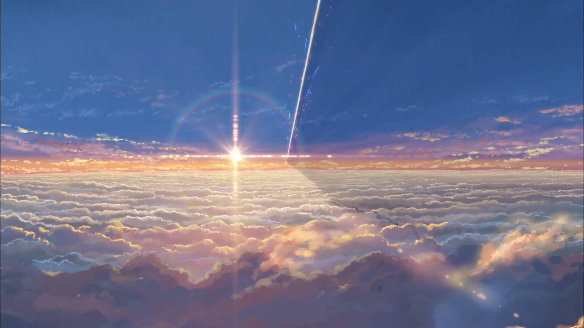 อนิเมะ Your Name พระอาทิตย์ตกเหนือเมฆ วอลเปเปอร์