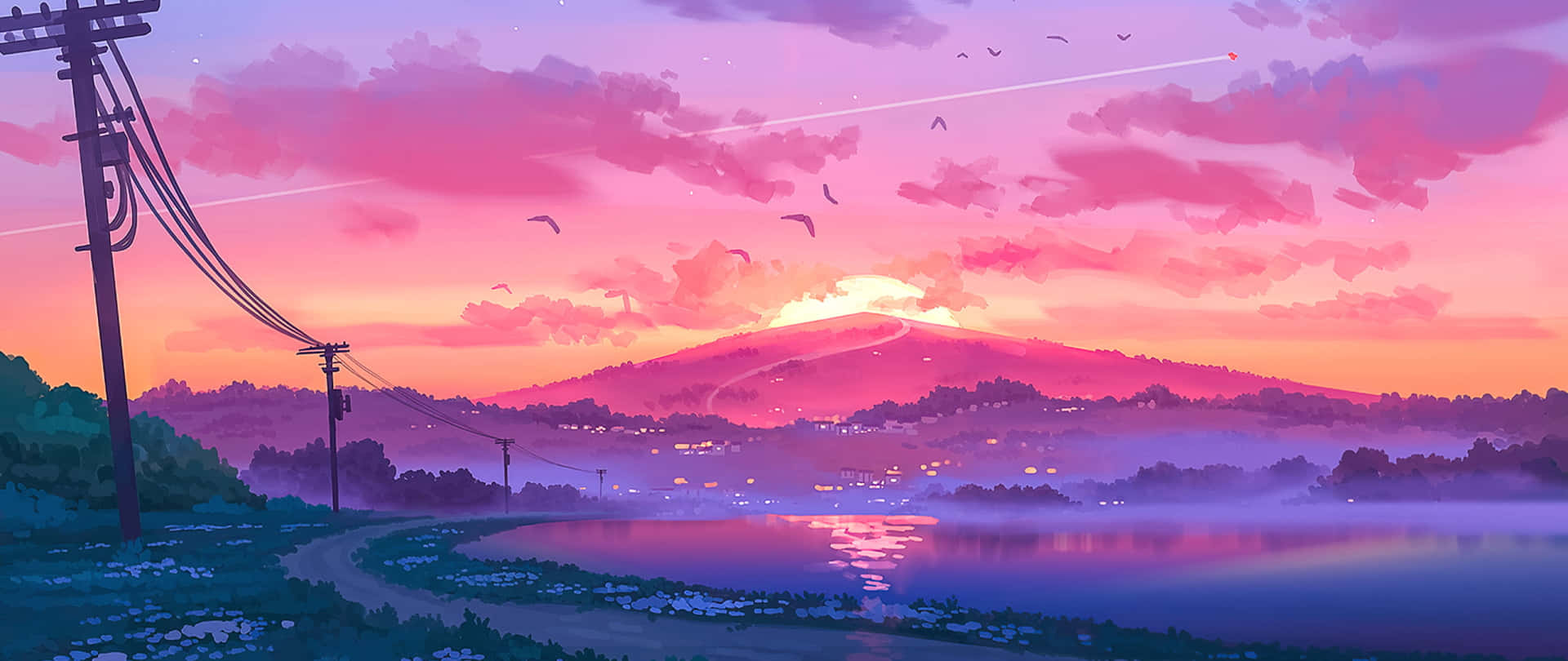 ภาพศิลปะ 2560x1080 — อนิเมะแนวสวยงาม GIF วอลเปเปอร์