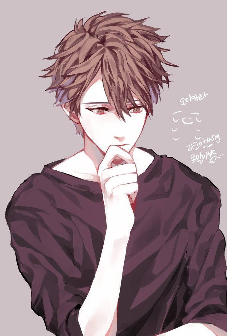วอลเปเปอร์อนิเมะหนุ่มน่ารักกำลังคิด — หนุ่มอนิเมะ วอลเปเปอร์