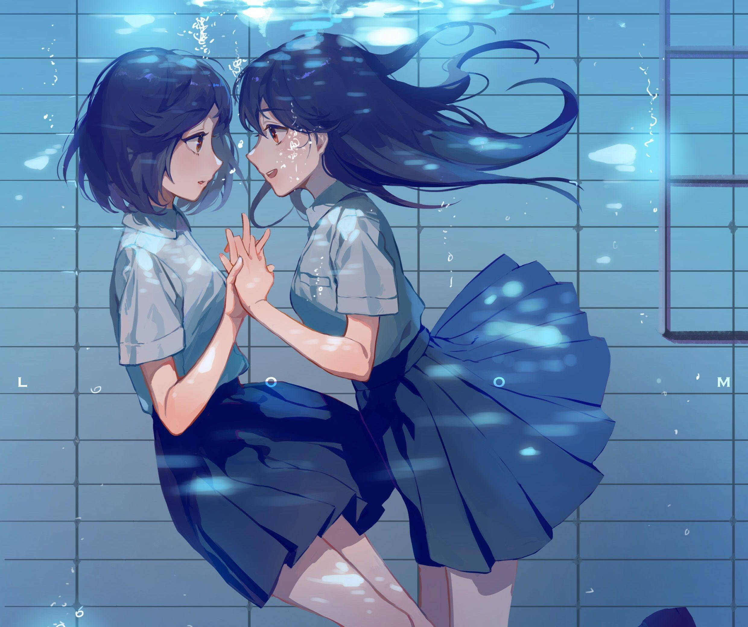 อนิเมะเลสเบี้ยนในสระ วอลเปเปอร์