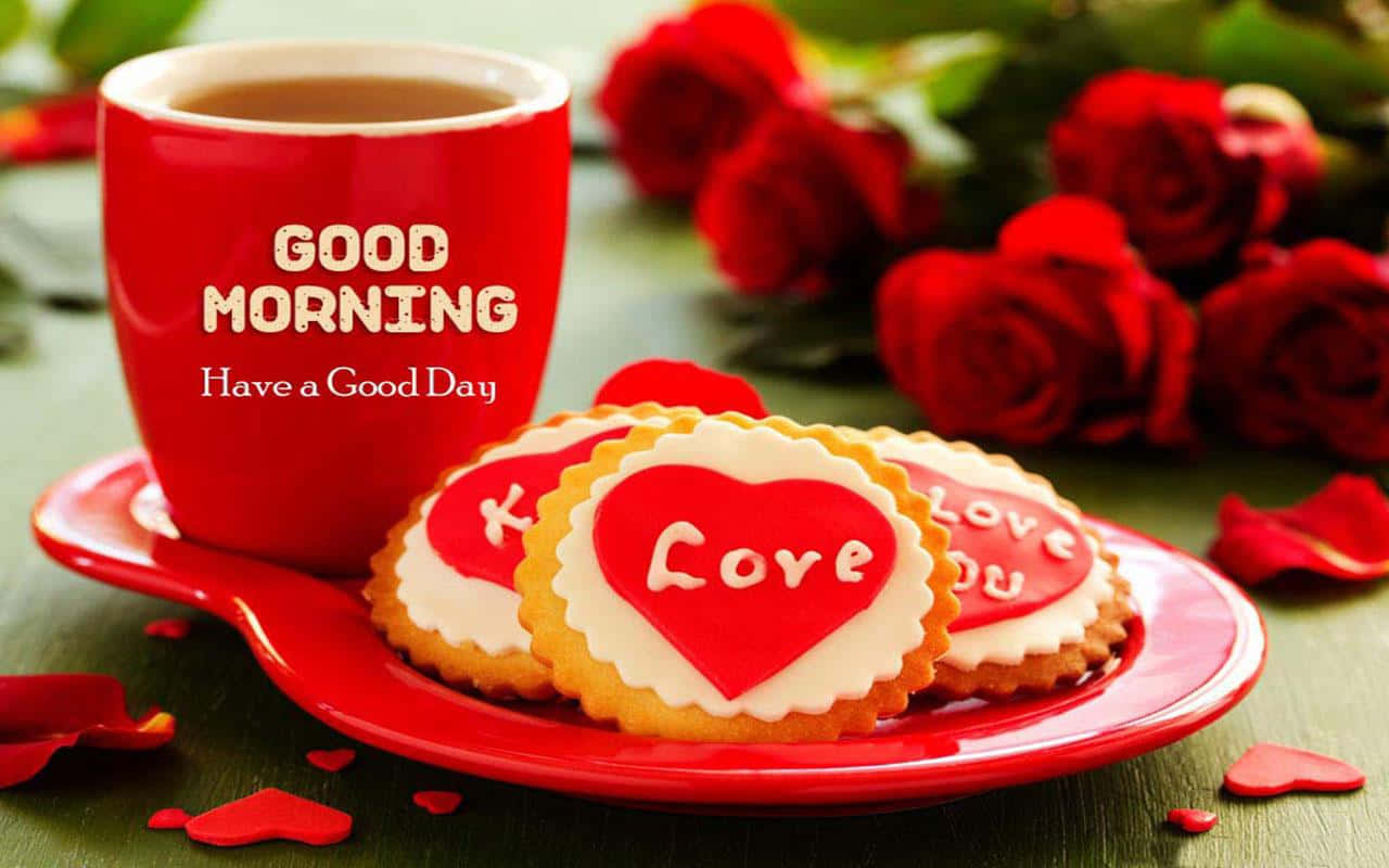 อรุณสวัสดิ์ที่รัก กาแฟและคุกกี้ วอลเปเปอร์