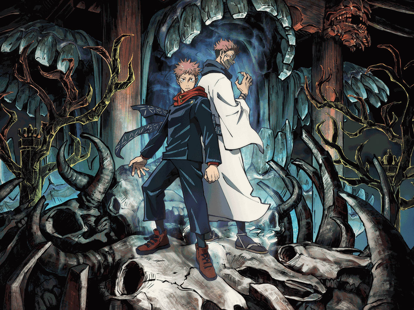 วอลเปเปอร์อนิเมะ Jujutsu Kaisen อิตาโดริและซาคุนะ — จูจุสึไคเซ็น วอลเปเปอร์
