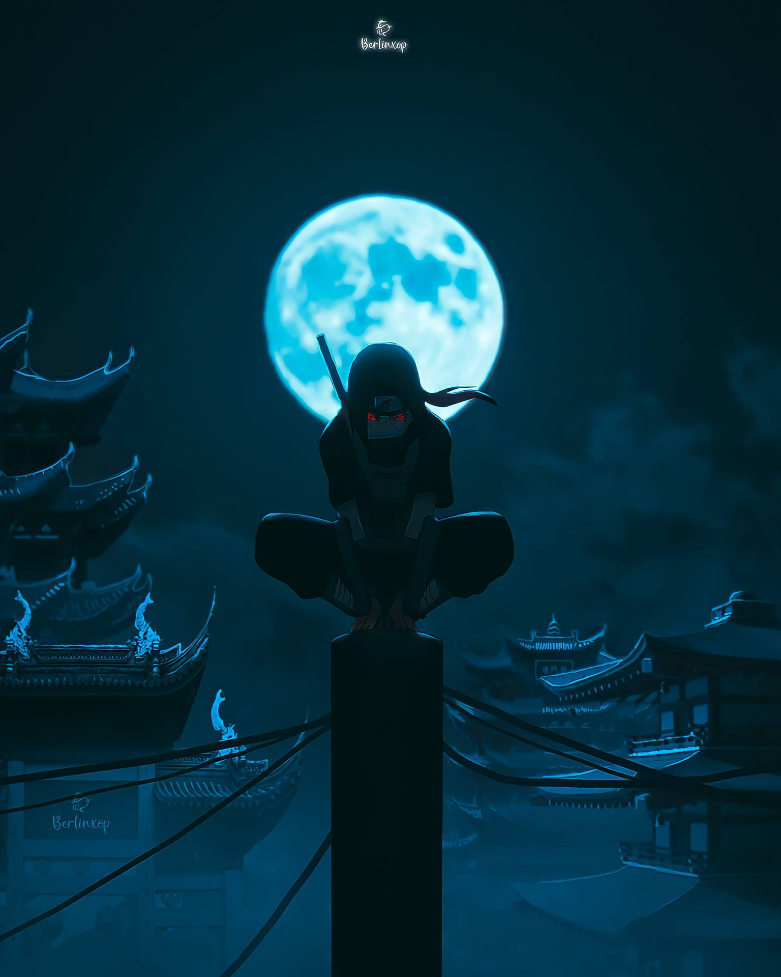 อิทาจิและพระจันทร์เต็มดวง Naruto มือถือ 4K — นารูโตะ วอลเปเปอร์