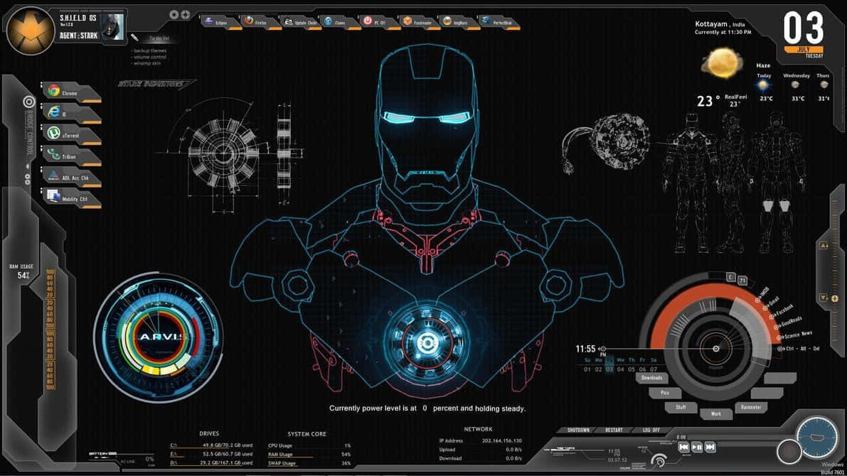 เดสก์ท็อป Jarvis ของ Iron Man — ไอรอนแมน วอลเปเปอร์