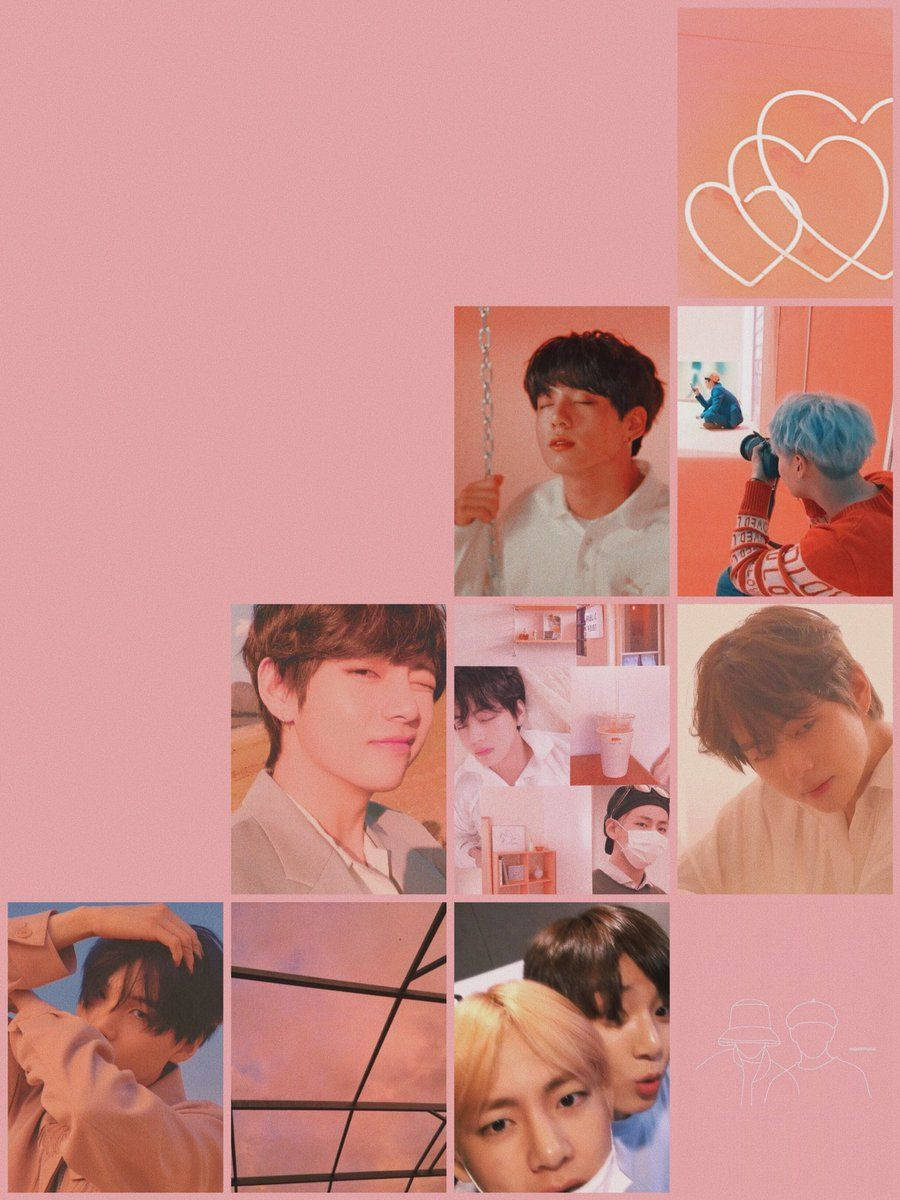 อเนกประสงค์ BTS Taekook สีชมพู วอลเปเปอร์