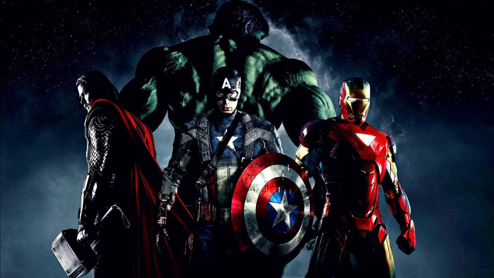 ฮีโร่มาร์เวล Hulk, Thor, Captain America และ Iron Man — มาร์เวล วอลเปเปอร์