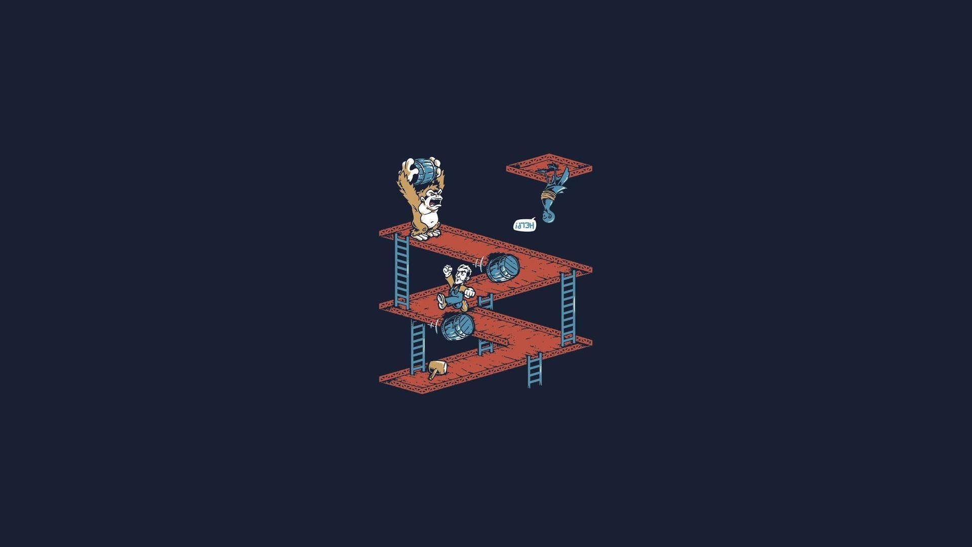 ภาพพื้นหลังเกม Donkey Kong มินิมอล — เกมมิ่ง GIF วอลเปเปอร์