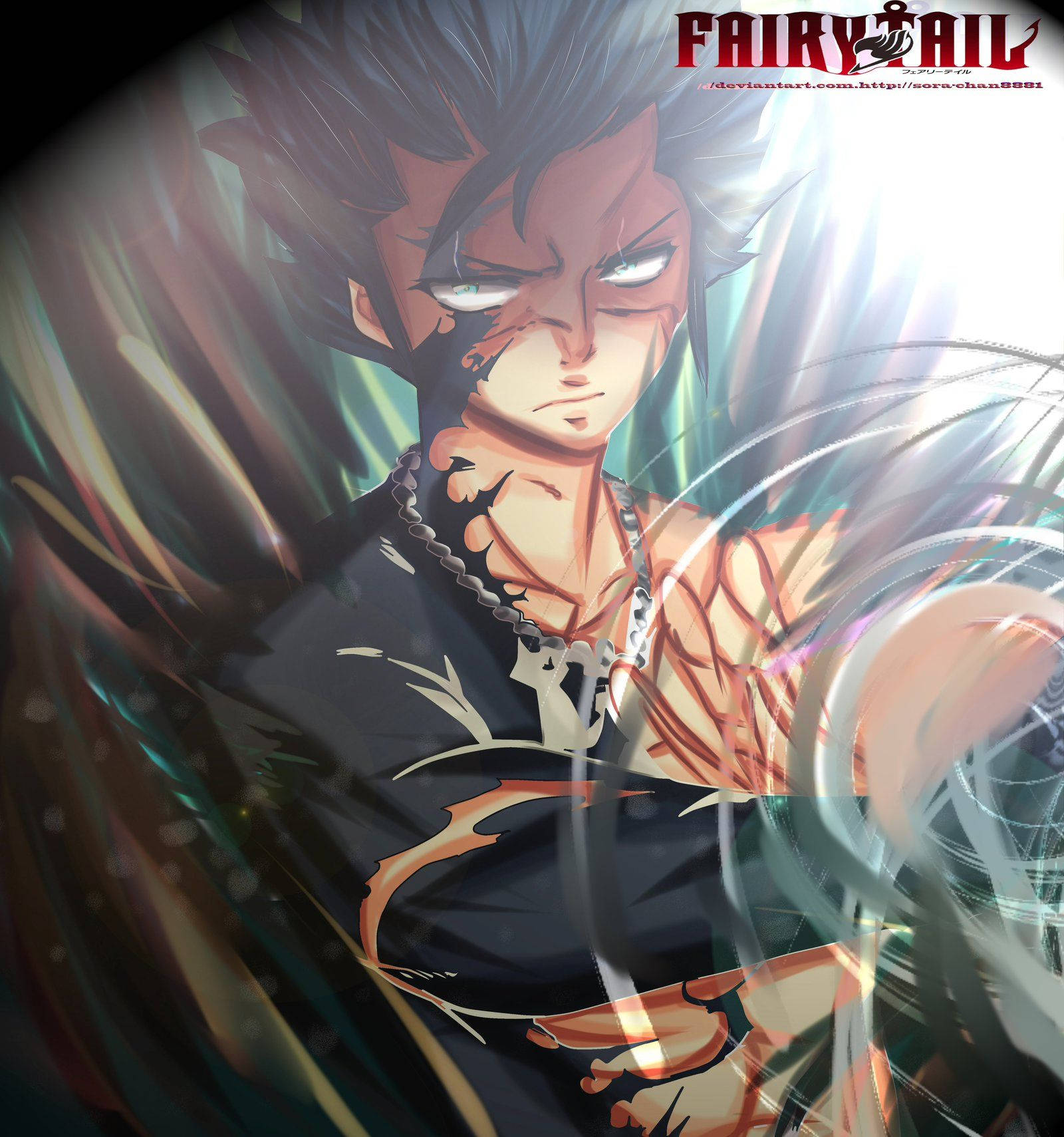 วอลเปเปอร์ Demon Slayer สุดเจ๋งของเกรย์ ฟูลบัสเตอร์ ที่มีผมสีดำตั้งขึ้นและครึ่งตัวถูกปกคลุมด้วยสีดำ สวมสร้อยคอสีเงิน จากอนิเมะ Fairy Tail — ดาบพิฆาตอสูร วอลเปเปอร์