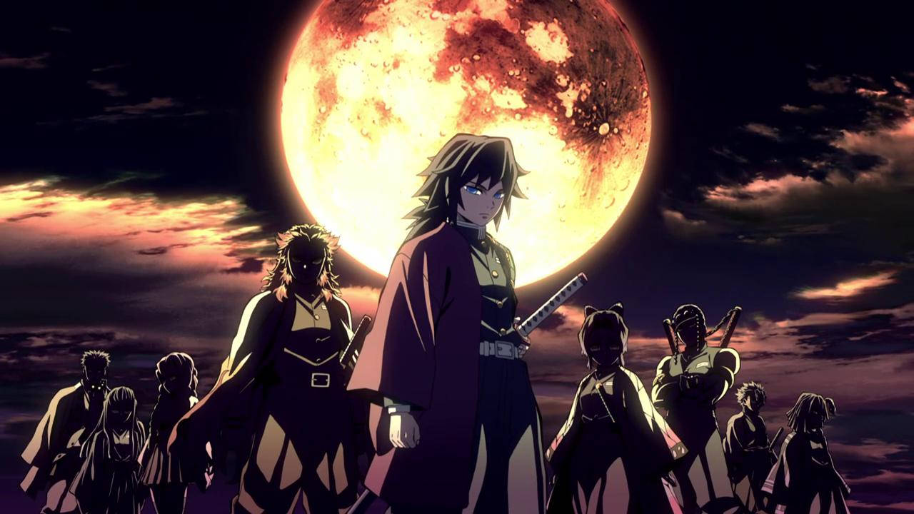 วอลเปเปอร์ Demon Slayer ของเงาเก้าฮาชิระใต้พระจันทร์เต็มดวง — ดาบพิฆาตอสูร วอลเปเปอร์