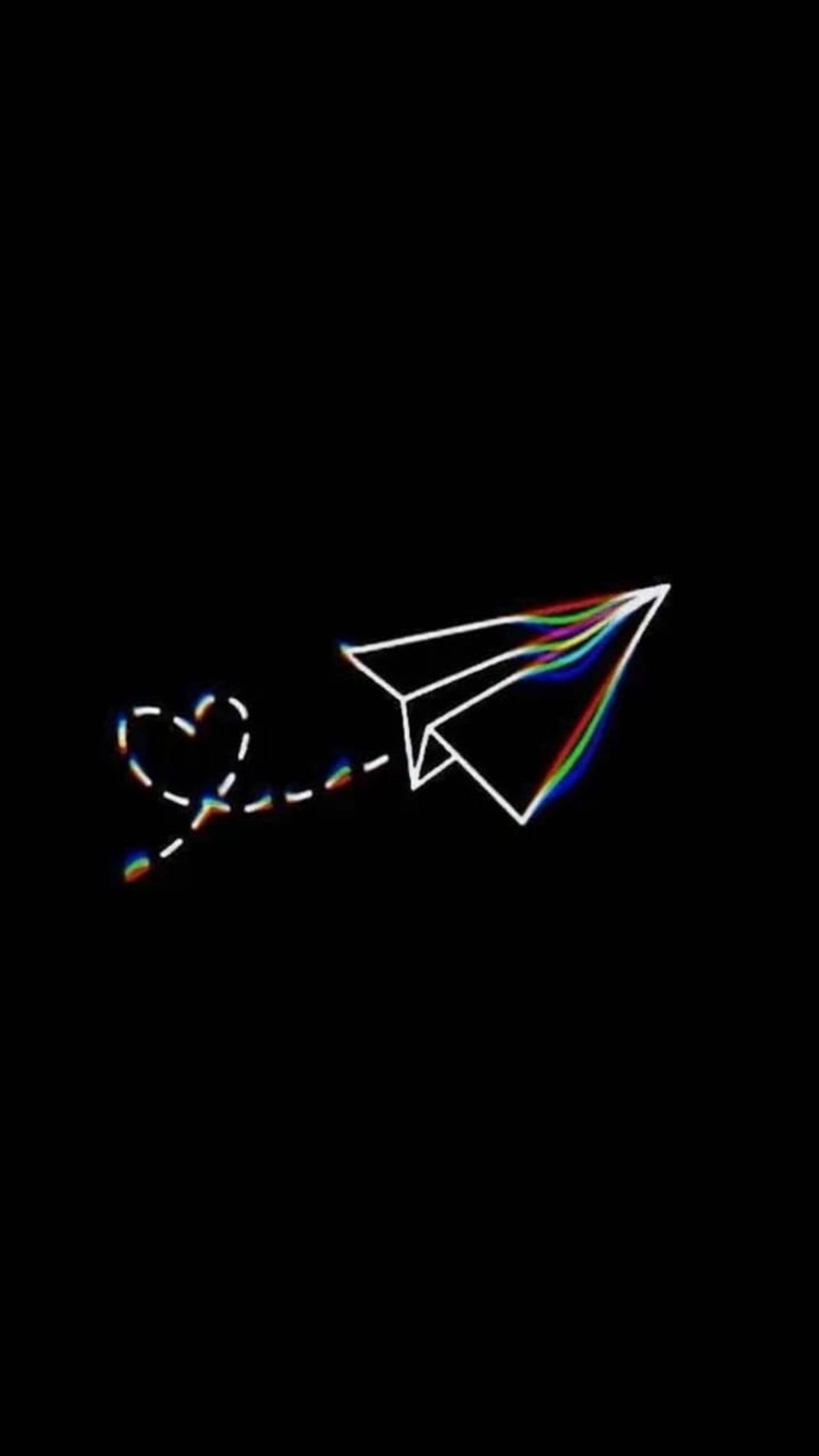 เครื่องบินหัวใจสไตล์ Trippy ดาร์ก วอลเปเปอร์