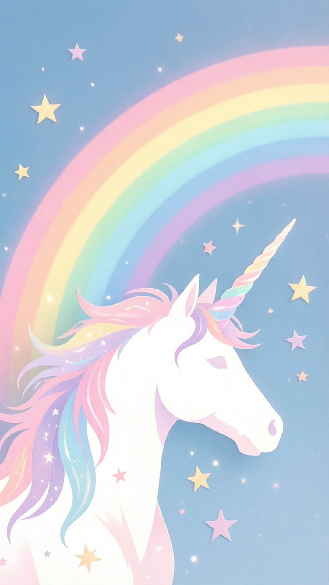 รุ้งสีพาสเทลที่มีเงายูนิคอร์น — น่ารัก สวยงาม GIF วอลเปเปอร์