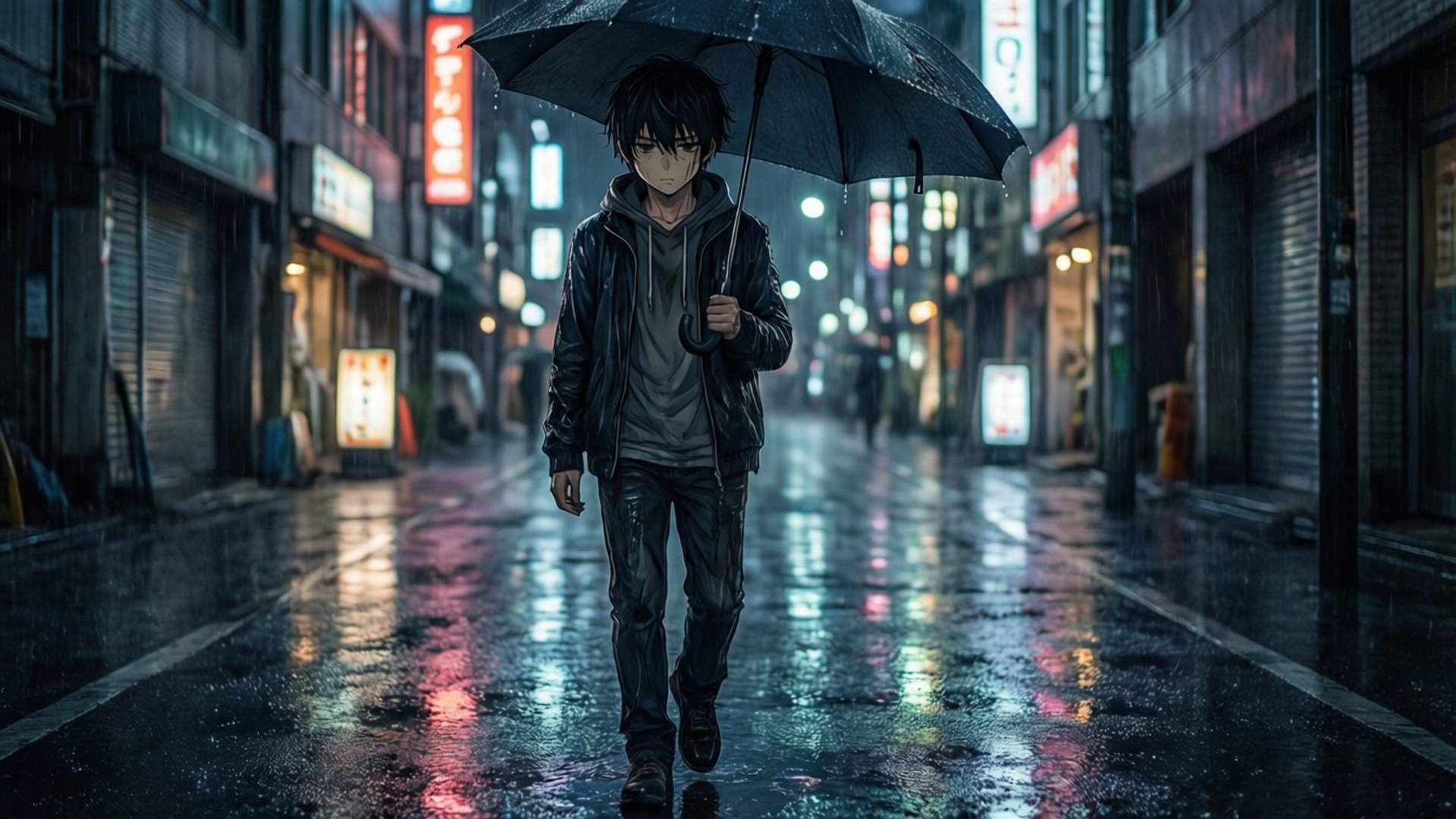เดินกลางคืนฝนตก วอลเปเปอร์