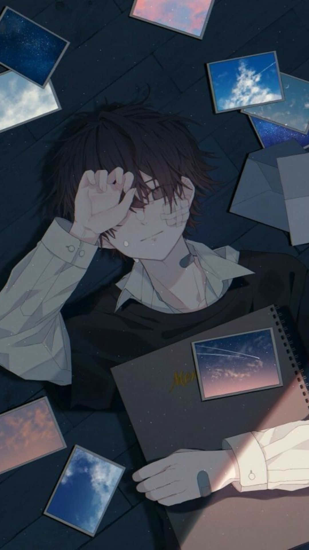 เด็กผู้ชายนอนลง แอนิเมะสไตล์ดาร์ก ภาพโปรไฟล์ วอลเปเปอร์